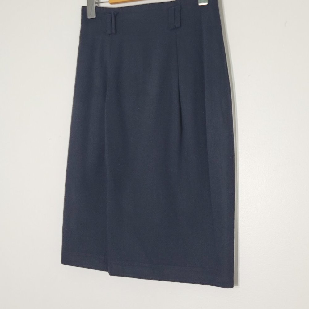 Les Belles Garconnes Vintage Classic Midi Skirt Black Casual Zip Womens Lined - Picture 2 of 15